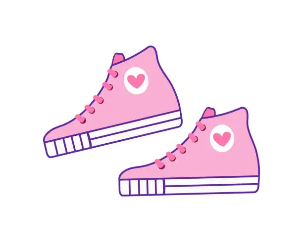 Vector illustration of Sneakers  pink.
