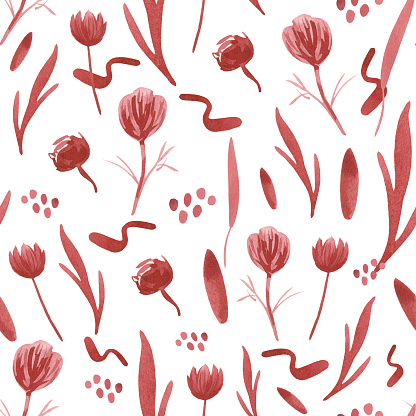 Seamless pattern of abstract dry flowers on a stylish background. For design products on the theme of weddings, engagements, birthdays, and Valentine's Day