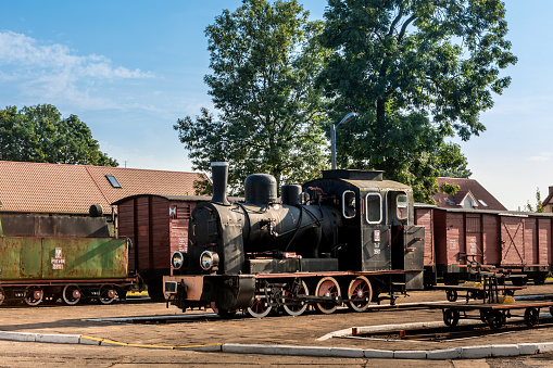 Gryfice, Poland - September 19, 2023: Old rusted locomotives and trains.