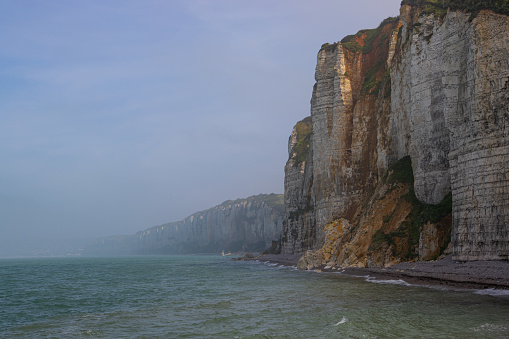 High cliffs at the coast of Normandy, France