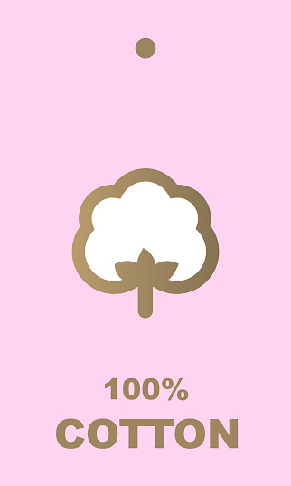 istock Cotton label - design element, 100%, sticker, tag, pink background 1698601494
