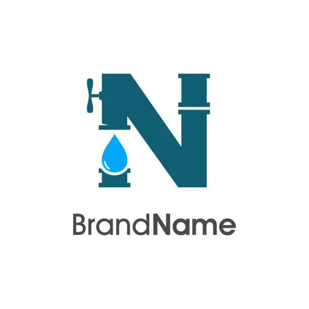 Vector illustration of Initial O Pipe and Water Logo