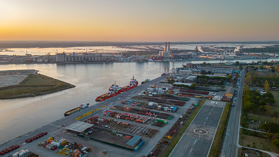 Industrial area - harbor, aerial view