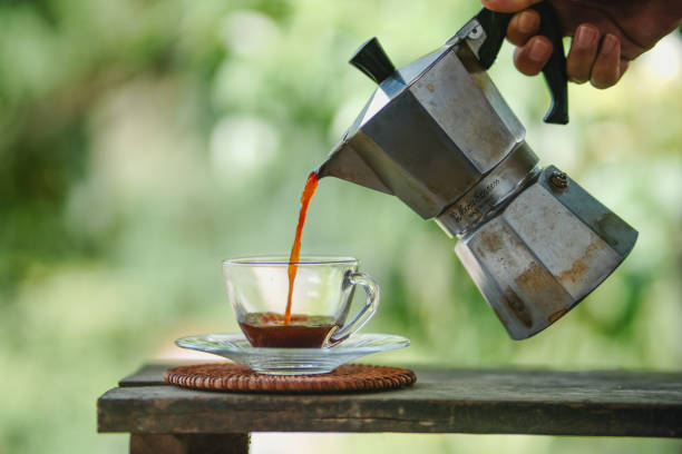 istock Moka pot hot coffee in the morning 1698677369