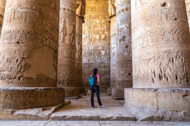 istock Tourist at Dendera temple in Luxor, Egypt 1698680877