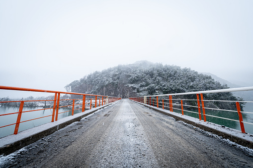 Bridge over Ibañez river in the chilean Patagonia