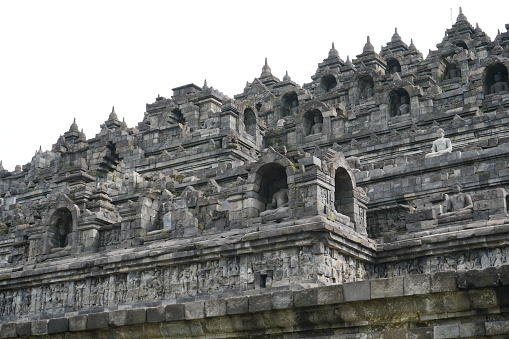 Borobudur is a Mahayana Buddhist temple in Magelang Regency. It is the world's largest Buddhist temple. The temple consists of nine stacked platforms, six square and three circular, central dome.