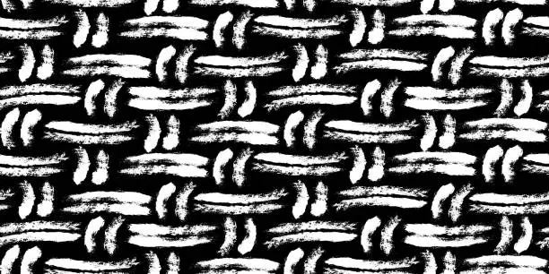 Vector illustration of Grunge wicker seamless background. Black and white vector texture.