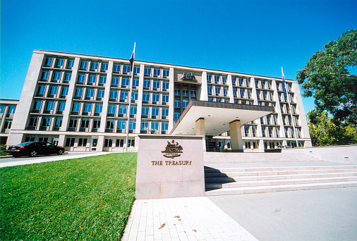 Canberra, ACT, Australia: The Treasury, formally the Department of the Treasury, is the Australian Government ministerial department responsible for economic policy, fiscal policy, market regulation, and the Australian federal budget.