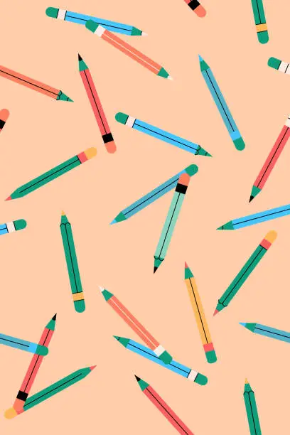 Vector illustration of Colorful school pencils isolated on background - Back to school