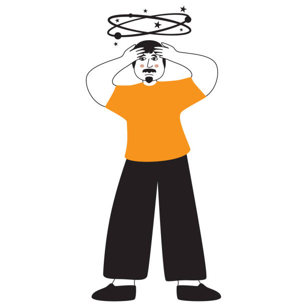 istock Young man with vertigo.Person holds his hands on head.Sick man having dizzy symptom. 1698757641