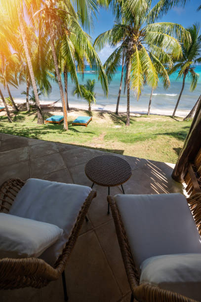 istock Chair and coffee table on terrace 1698767695