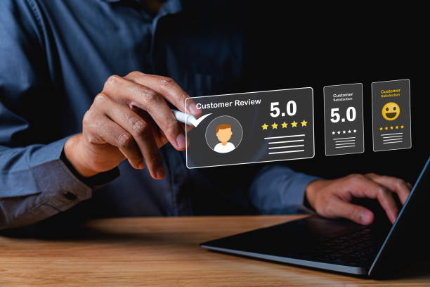 istock Customer Satisfaction Survey concept, 5-star satisfaction, service experience rating online application, customer evaluation product service quality, satisfaction feedback review, good quality most. 1698773303
