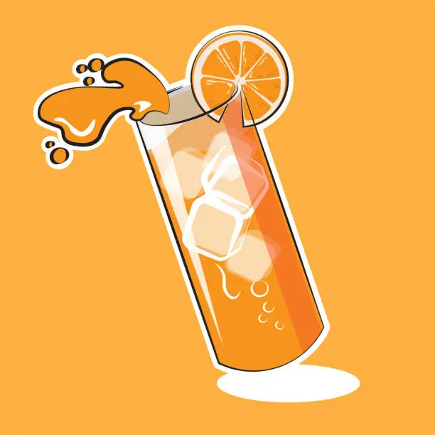 Vector illustration of a glass of  orange juice