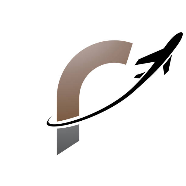 istock Brown and Black Lowercase Letter R Icon with an Airplane 1698787322
