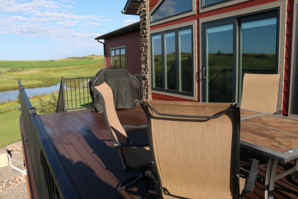 istock Rural Single Family Home Exterior deck with beautiful windows 1698842186