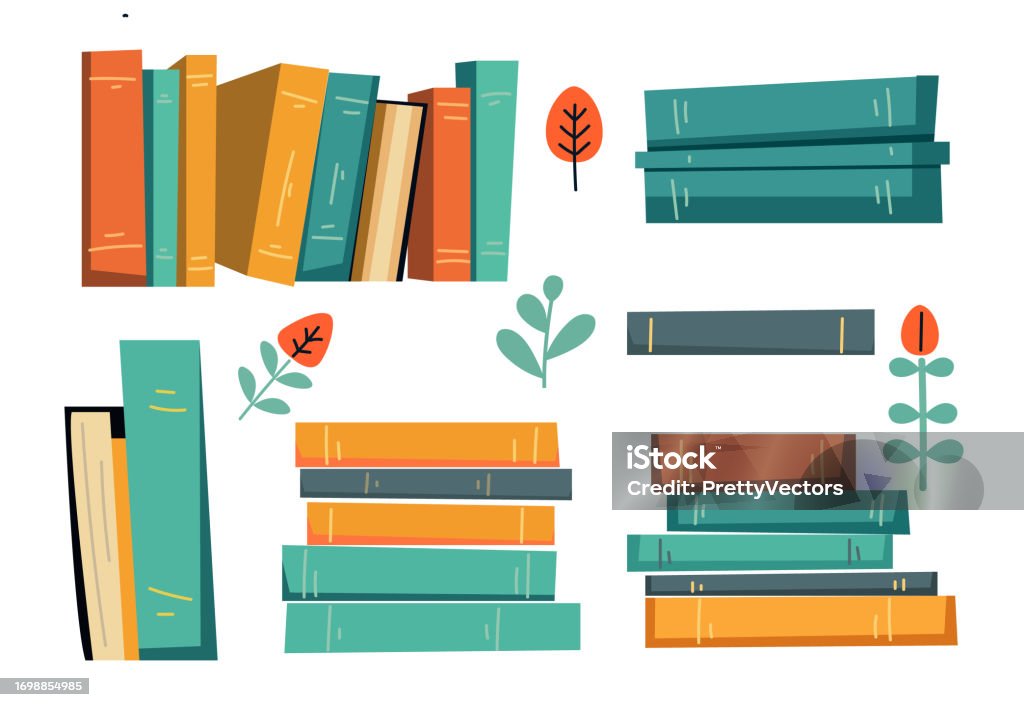 Stack Graphics Library School Book Study Stack Library Pile Isolated Set Vector Flat Graphic ...