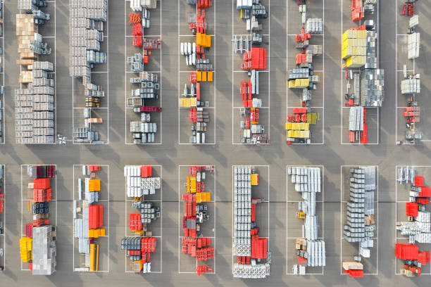 istock Large Group of Construction Materials, Aerial View 1698863353