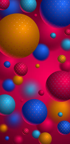 istock Abstract spheres vector background for phone, composition of flying balls decorated with dots smartphone wallpaper, 3D mixed realistic globes, realistic depth of field effect. 1698887036