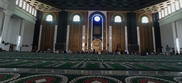 Surabaya, Indonesia- September 20, 2023: midday prayer at Al Akbar mosque in Surabaya