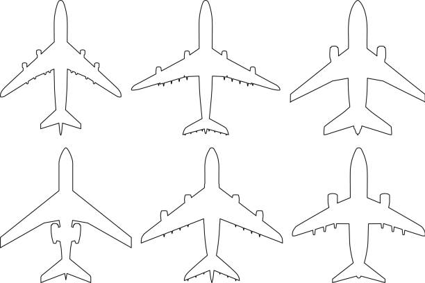 Planes Planes. airplane runway overhead stock illustrations