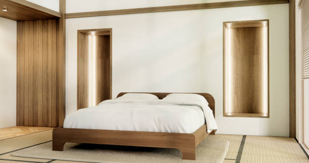 istock Muji Japan bedroom interior minimal style, Japanese interior.3D rendering 1698935348