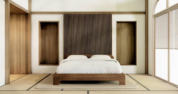 istock Muji Japan bedroom interior minimal style, Japanese interior.3D rendering 1698935354