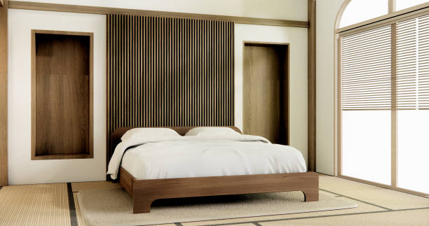 istock Muji Japan bedroom interior minimal style, Japanese interior.3D rendering 1698935371