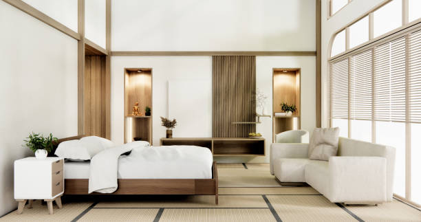 istock Muji Japan bedroom interior minimal style, Japanese interior.3D rendering 1698935930