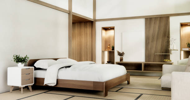 istock Muji Japan bedroom interior minimal style, Japanese interior.3D rendering 1698935950