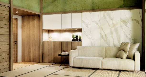 istock Sofa furniture and Green room interior design minimal.3D rendering 1698937091