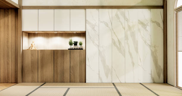 istock Muji empty room japanese style minimal interior.3D rendering 1698937097