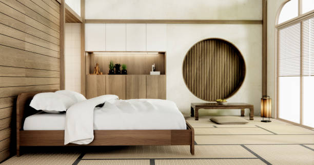istock Muji Japan bedroom interior minimal style, Japanese interior.3D rendering 1698938251