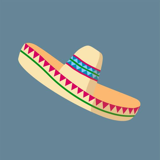 istock Mexican men's hat Sombrero flat vector in cartoon style 1698938283
