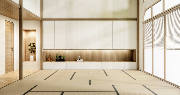 istock Muji empty room japanese style minimal interior.3D rendering 1698938329