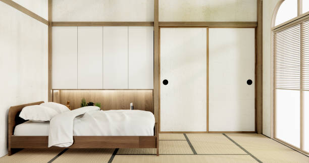 istock Muji Japan bedroom interior minimal style, Japanese interior.3D rendering 1698938378