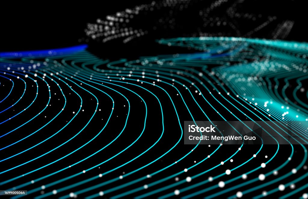 Technology Background Ocean Wave Particle Ocean Technology Background Stock Photo - Download Image ...