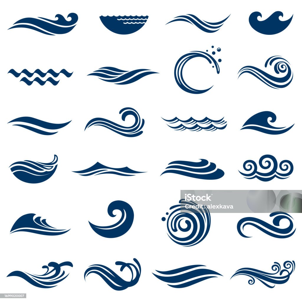 Iconos de olas de mar - arte vectorial de Ola libre de derechos Iconos de olas de mar - arte vectorial de Ola libre de derechos