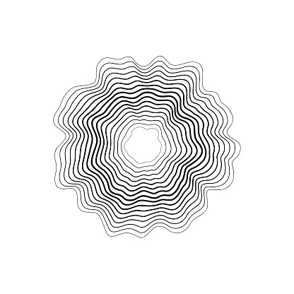 Circle with wavy lines. Vector design element.
