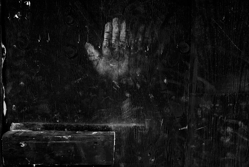 Handprint. Shooting with a monochrome camera. Authentic photography without the use of artificial intelligence