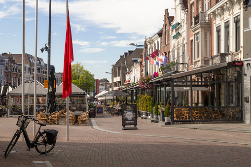 Roosendaal, Netherlands, September 15, 2023; Square with terraces in the old center of the North Brabant city of Roosendaal.