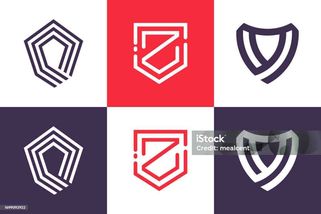 Shield Design Vector Collection With Creative Element Concept Stock ...