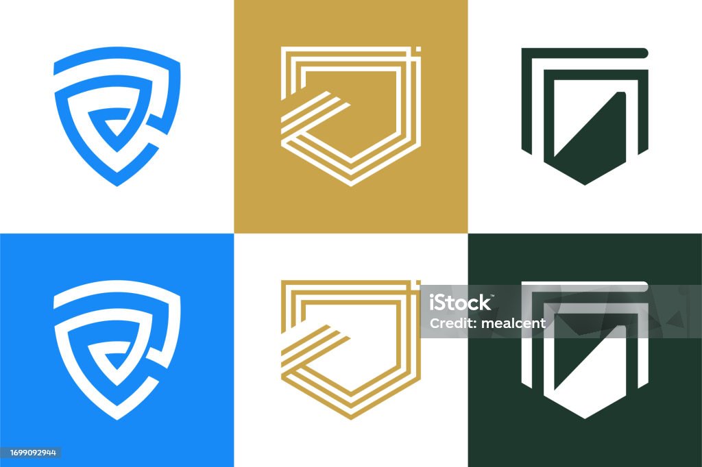 Shield Design Vector Collection With Creative Element Concept Stock ...