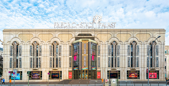 Berlin, Germany - September 25, 2022: Facade of the Friedrichstadt-Palast, the theatre and revue in the Berlin district of Mitte. Famous tourist landmark