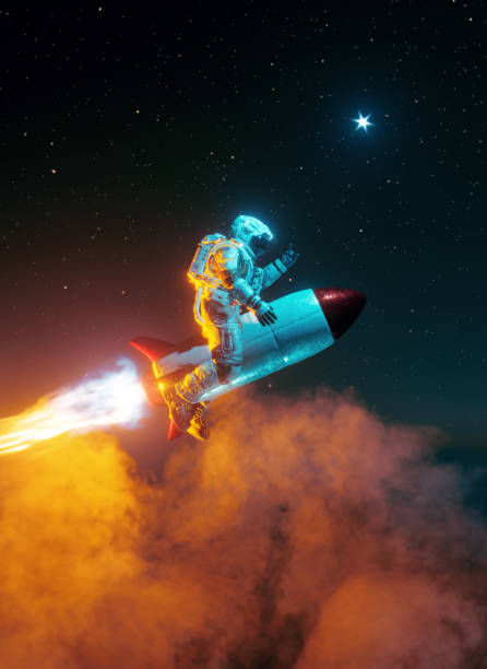 istock Astronaut Embarks on Daring Space Mission, Riding Atop a Roaring Rocket 1699116082