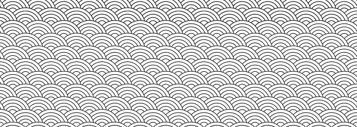 chinese, fan seamless pattern. asian texture background of ramen or wave. vector illustration