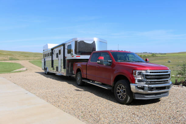 istock Living Quarters Horse Trailer and Pickup 1699191236
