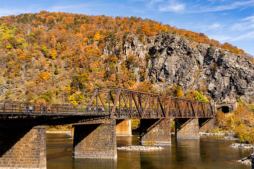 Harpers Ferry, WV, USA-Railroad bridge over the river, Harpers Ferry National Park