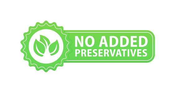 No added preservatives label - isolated vector icon for healthy food and cosmetics products packaging. Organic food no added preservatives badge. Vector illustration