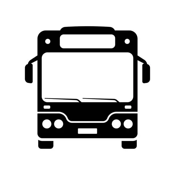 Vector illustration of Bus icon. Black silhouette. Front view. Vector simple flat graphic illustration. Isolated object on a white background. Isolate.